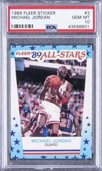 1989/90 Fleer Sticker #3 Michael Jordan – PSA GEM MT 10
